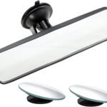Rear View Mirror, 9.8" Universal Rearview Mirror, Car Interior Rear View Mirror with Adjustable Suction Cup, Car Inside Mirror for , Vans, Trucks (Bonus 2 PCS Blind Spot Mirrors)