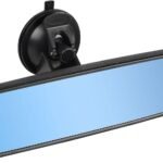 9.6'' Anti Glare Rear View Mirror with Suction Cup, Stick on Universal Inside Rearview Blue Mirror with Realistic Flat Wide Angle Mounted on Windshield for Car Auto Truck  Van (245mm)