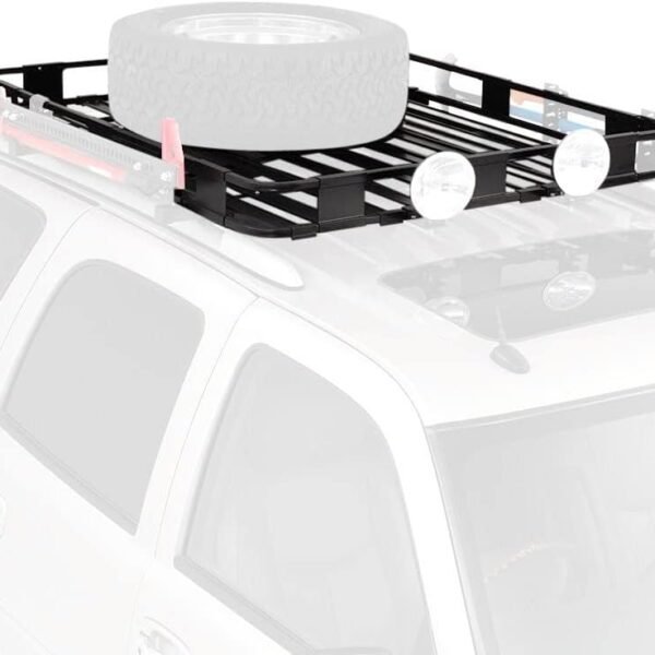 Black Aluminum  Roof Rack for Cargo, Luggage, and Bikes. Fits Full Size Vans. 50" W x 60" L x 5" T. Requires Vehicle Specific Roof Rack Adapter