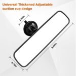 9.8'' Car Rear View Mirror with Suction Cup, Anti Glare Adjustable Auto Interior Rearview Mirror, HD Thickened Vehicle Inside Mirror Reduce Blind Spots, Universal for Marine, Truck,  (Black) - Image 2