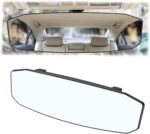 Car Rear View Mirror, 12 Inch Car Interior Panoramic Convex Rearview Mirror, Clip-On HD Wide Angle Extended Curved Mirror, Reduce Blind Spot Effectively, Universal Car Accessories (Irregular White)