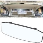 Car Rear View Mirror, 12 Inch Car Interior Panoramic Convex Rearview Mirror, Clip-On HD Wide Angle Extended Curved Mirror, Reduce Blind Spot Effectively, Universal Car Accessories (Irregular White)