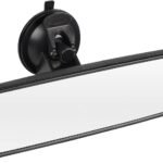 9.6'' Rear View Mirror with Suction Cup, Stick on Universal Inside Rearview White Mirror with Realistic Flat Wide Angle Mounted on Windshield for Car Auto Truck  Van (245mm)