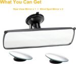 Rear View Mirror, 9.8" Universal Rearview Mirror, Car Interior Rear View Mirror with Adjustable Suction Cup, Car Inside Mirror for , Vans, Trucks (Bonus 2 PCS Blind Spot Mirrors) - Image 2