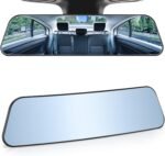 Rearview Mirror, 12 Inch Panoramic Anti-Glare Rear View Mirror, Interior Clip-on Wide Angle Convex Rear View Mirror Effectively to Reduce Blind Spot, Universal Car  Trucks (Blue)