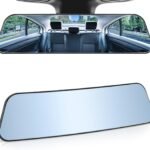 Rearview Mirror, 12 Inch Panoramic Anti-Glare Rear View Mirror, Interior Clip-on Wide Angle Convex Rear View Mirror Effectively to Reduce Blind Spot, Universal Car  Trucks (Blue)