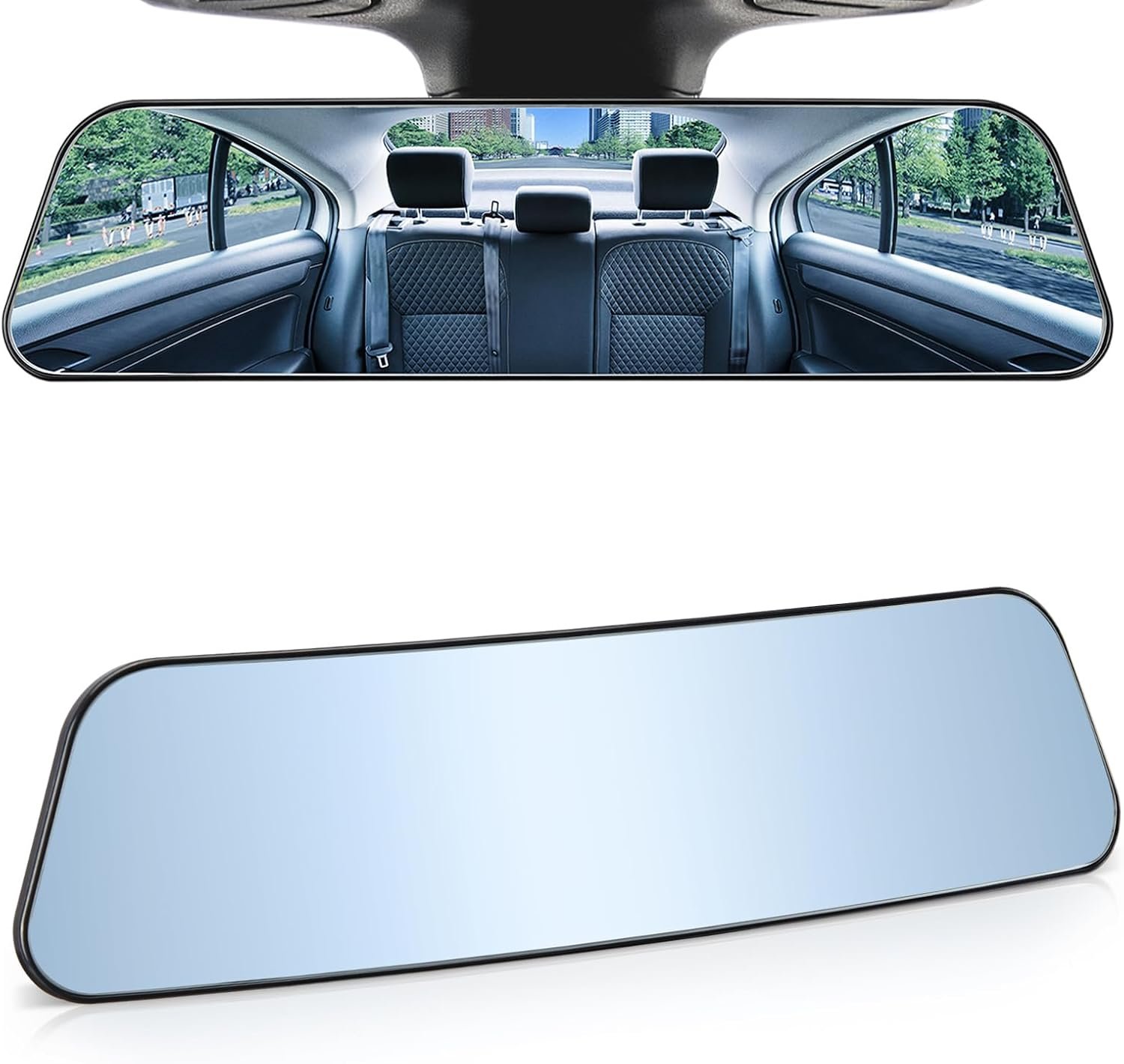 71F11Hq4QlL._AC_SL1500_.jpg Rearview Mirror, 12 Inch Panoramic Anti-Glare Rear View Mirror, Interior Clip-on Wide Angle Convex Rear View Mirror Effectively to Reduce Blind Spot, Universal Car Trucks (Blue) - Image 1