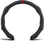 Car Steering Wheel Cover Suede Wrap 14.5-15 inch Steering Wheel Grip Snap On Non Slip Sport Car Interior Accessories Decoration Universal Black