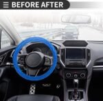 Universal Car Steering Wheel Cover Steering Wheel Protective Sleeve, for 47.5-48.9cm, Sweatproof, Faux Leather Rubber, Blue - Image 2