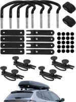4Pack Roof Box U-Bolt Clamps with 8 Lock Nuts,  Roof Box U-Bolt Clamps Car Van Mounting Fitting Kit with 8 Lock Nuts 2 Straps for Cargo Carrier Rack