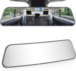 12 Inch Panoramic Rearview Mirror, Interior Clip-on Wide Angle Convex Universal Rear View Mirror to Reduce Blind Spot Effectively for More Car  Trucks -Clear